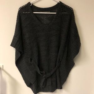 Poncho with waist tie